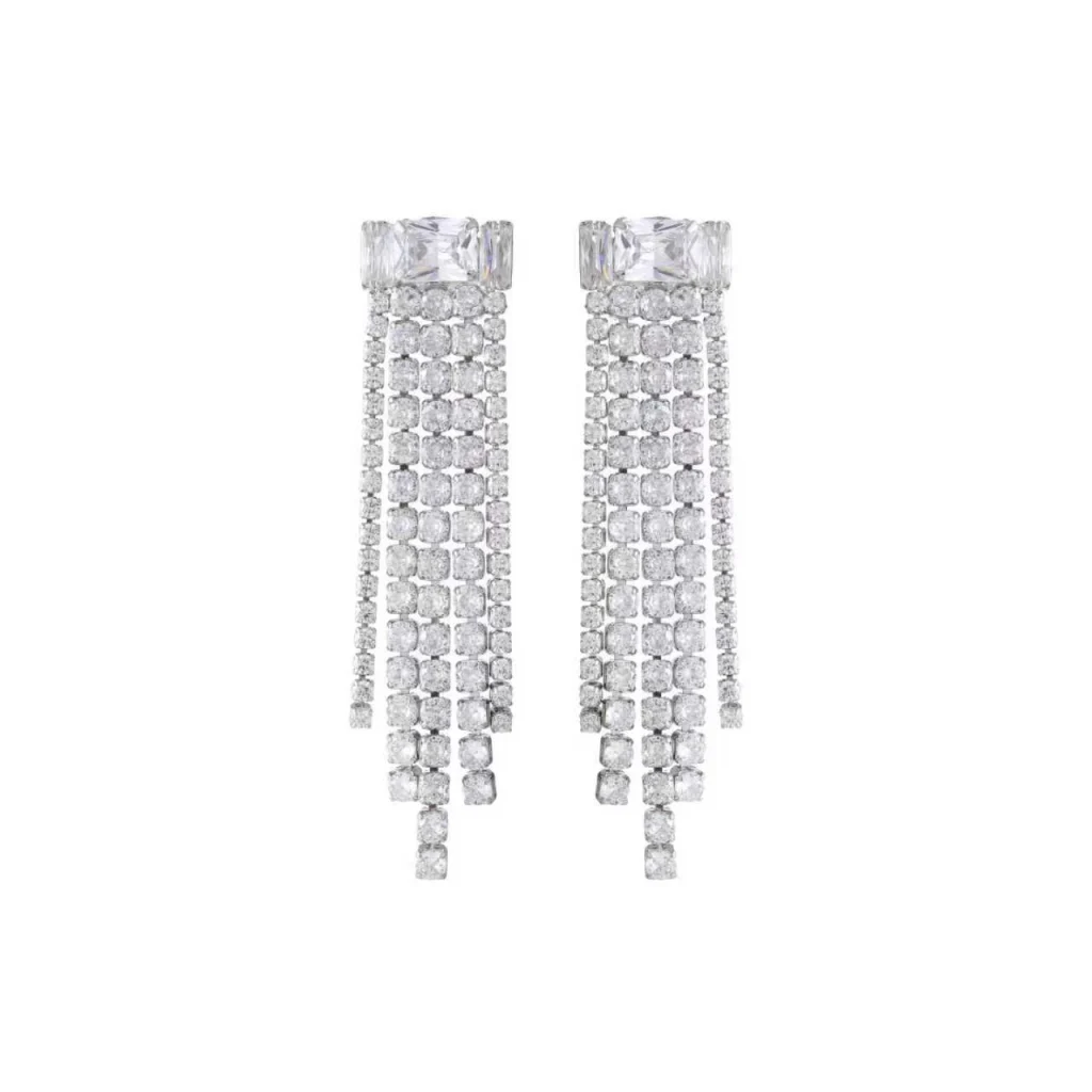 EQ Rhinestone Fringe Drop Earrings