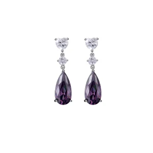 EQ Purple Teardrop Zirconia Earrings