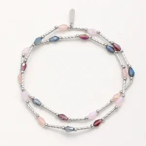 EQ Silver-Tone Pastel Gem Double-Strand Bracelet