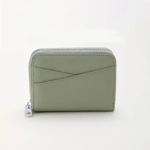 EQ Zip Purse in Real Leather - Green